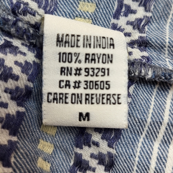 Dylan Sleeveless TOP Blue White Stripe Tunic Womens Size Medium M Fringe Tassels - Picture 10 of 14